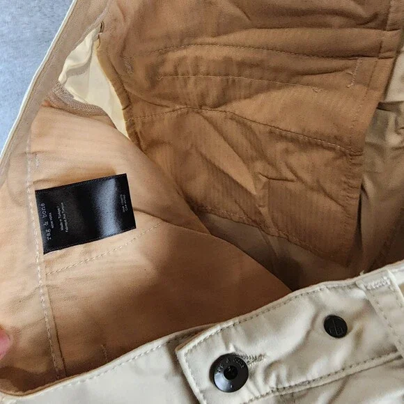 Rag & Bone Standard Chino Pants Men's 36 Sand Side Pockets Button Zip Closure